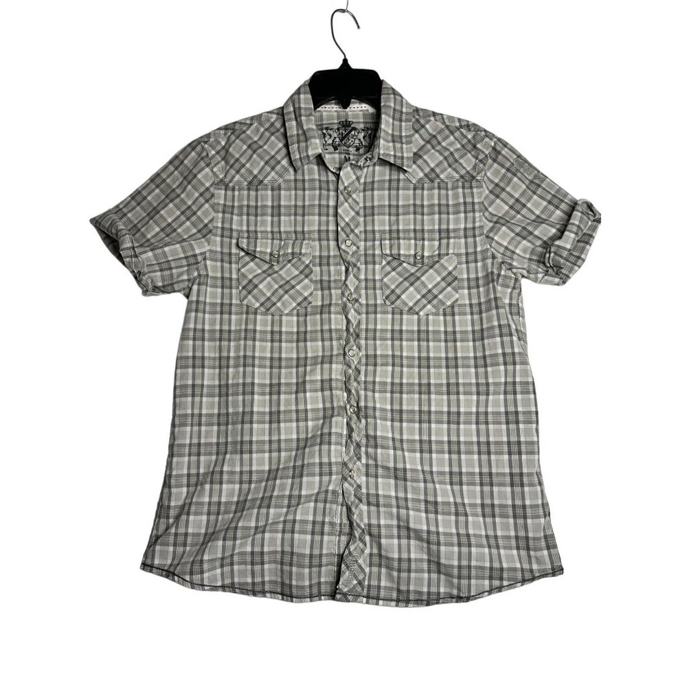 Guess Plaid Pearl Snap Western Short Sleeve Shirt Mens Medium